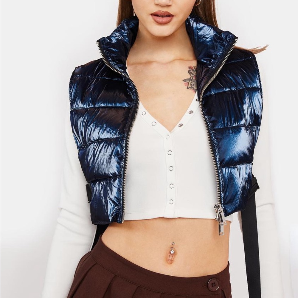 Dolls Kill Can U Not Cropped Puffer Vest